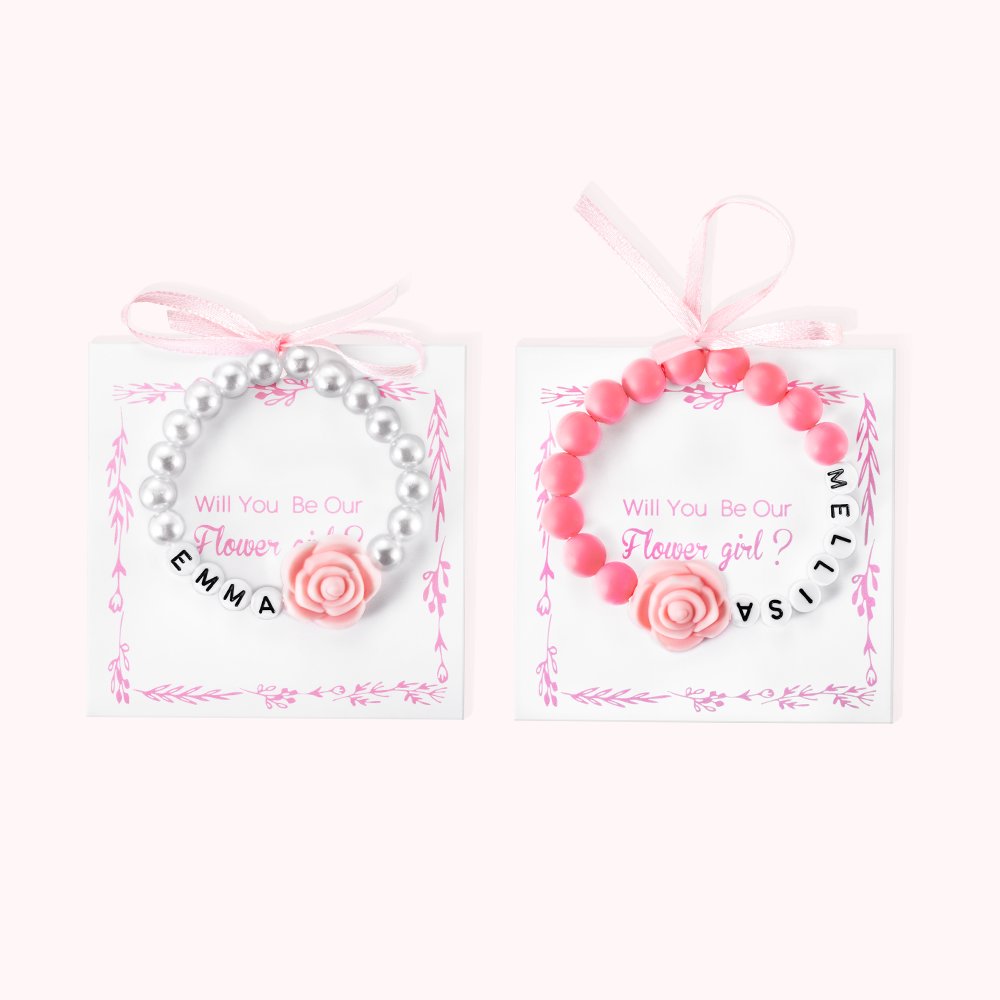 Personalisiertes Blumenmädchen Namensarmband Hochzeitsgeschenk