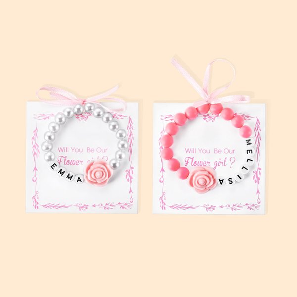Gepersonaliseerde Bloemenmeisje Naam Armband Huwelijkscadeau