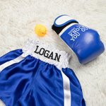 Personalised Leather Newborn Baby Boxing Gloves and Shorts Set with Embroidered Name Photo Props Birthday Sport Gift for Baby