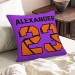 Housse de Coussin Personnalisée avec Numéro et Nom Style Sport de Balle Cadeau Décoratif de Maison Bureau pour Amateur de Sport