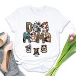 Personalized Dog Mom Cotton T-shirt with Names 100 Dog Breeds
