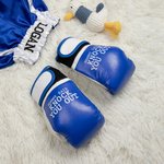 Personalised Leather Newborn Baby Boxing Gloves and Shorts Set with Embroidered Name Photo Props Birthday Sport Gift for Baby