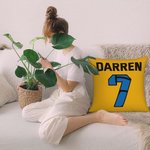 Housse de Coussin Personnalisée avec Numéro et Nom Style Sport de Balle Cadeau Décoratif de Maison Bureau pour Amateur de Sport