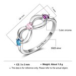 Personalized Infinity Ring with 3 Birthstone with Engraved Text Mother's Day Birthday Gift for Her