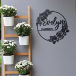 Segno artistico floreale personalizzato con nome Giardino all'aperto