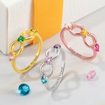 Personalized Infinity Ring with 3 Birthstone with Engraved Text Mother's Day Birthday Gift for Her