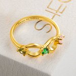 Personalized Infinity Ring with 3 Birthstone with Engraved Text Mother's Day Birthday Gift for Her