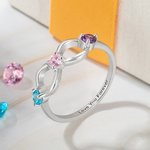 Personalized Infinity Ring with 3 Birthstone with Engraved Text Mother's Day Birthday Gift for Her