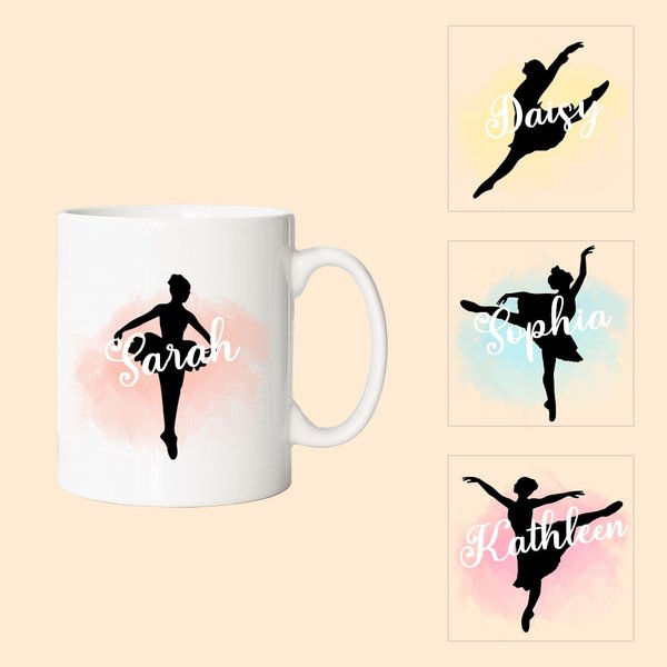 Personalized Dance Ballerina Silhouette Mug Gift for Dancer