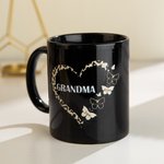 Tasse à café/thé personnalisée avec un cœur en léopard et un papillon