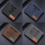 Billetera de piel personalizada para hombre con número y nombre del deporte