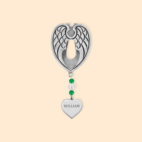 Personalised Guardian Angel Wings Visor Clip with Heart Shape Name Tag For Car Sun Visor