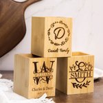 Porte-ustensiles de cuisine en bois de bambou personnalisé