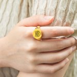 Personalised Engraved Pet Portrait Signet Ring Simple Jewellery with Name Birthday Gift for Pet Lovers