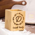 Porte-ustensiles de cuisine en bois de bambou personnalisé