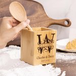 Porte-ustensiles de cuisine en bois de bambou personnalisé