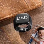 Bague de Promesse en Acier Inoxydable pour Homme Personnalisée avec Texte Gravée Cadeau d'Anniversaire Fête des Pères pour Papa