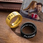 Bague de Promesse en Acier Inoxydable pour Homme Personnalisée avec Texte Gravée Cadeau d'Anniversaire Fête des Pères pour Papa