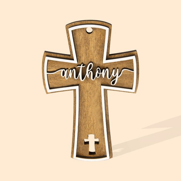 Gepersonaliseerd Houten Christelijk Kruis voor Doop Religieus Kruis Cadeau