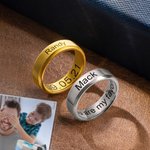 Bague de Promesse en Acier Inoxydable pour Homme Personnalisée avec Texte Gravée Cadeau d'Anniversaire Fête des Pères pour Papa