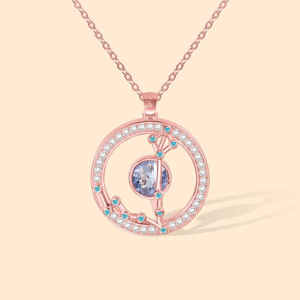 Collana personalizzata con ciondolo a forma di costellazione zodiacale e pietre di nascita