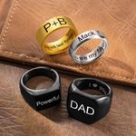 Bague de Promesse en Acier Inoxydable pour Homme Personnalisée avec Texte Gravée Cadeau d'Anniversaire Fête des Pères pour Papa