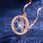 Collier Personnalisé pour Mamie Maman avec Pendentif Constellation du Zodiaque et Pierres de Naissance Cadeau de Fête pour Femmes