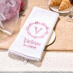 Torchon à Nid d’Abeille Personnalisé avec Initiale et Année Décoration de Cuisine Cadeau de Retraite pour la Famille