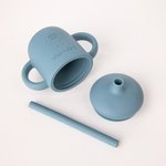 Tasse d'apprentissage personnalisée en silicone avec paille pour les tout-petits