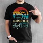 T-shirt noir en coton avec le nom et l'année de la retraite de O-FISH-ALLY.