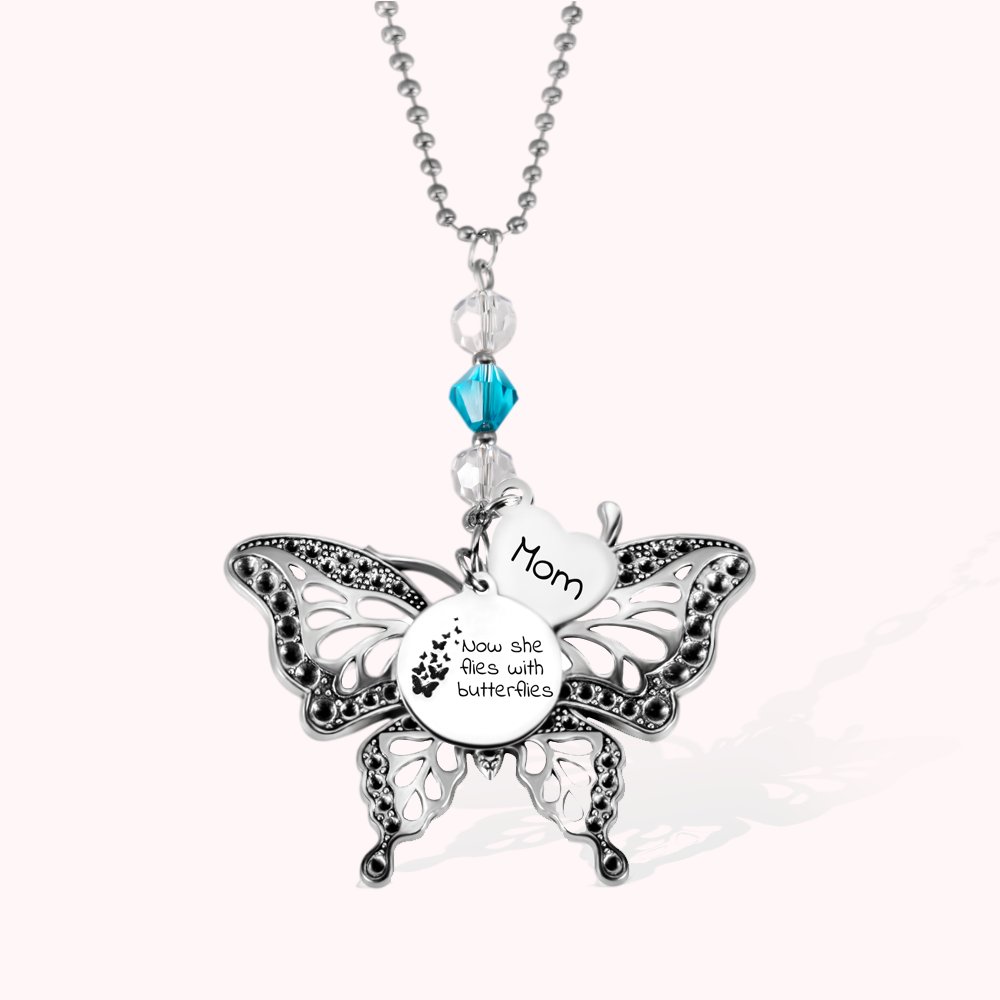Benutzerdefinierte Loved One Silber Schmetterling Auto Charme