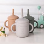 Tasse d'apprentissage personnalisée en silicone avec paille pour les tout-petits