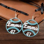 Orecchini pendenti da baseball con nome personalizzato per le donne