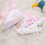 Personalizzato Baby Girl fantasia Unicorn Sequin Toddler scarpe da passeggio con nome Baby Shower regalo di compleanno per il neonato