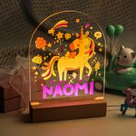 Personalised Dinosaur Fantasy Unicorn Space Colour Night Light with Kid's Name