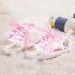 Personalizzato Baby Girl fantasia Unicorn Sequin Toddler scarpe da passeggio con nome Baby Shower regalo di compleanno per il neonato