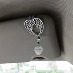 Clip Pare-Soleil Personnalisé avec Nom Gravé Décoration en Forme d'Ailes Ange Gardien Cadeau Anniversaire Fête des Pères pour Propriétaire de Voiture