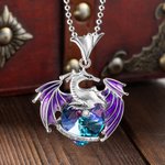 Collar Personalizado Dragón Adornado con Círculo y Corazón de Cristal