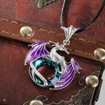 Collar Personalizado Dragón Adornado con Círculo y Corazón de Cristal
