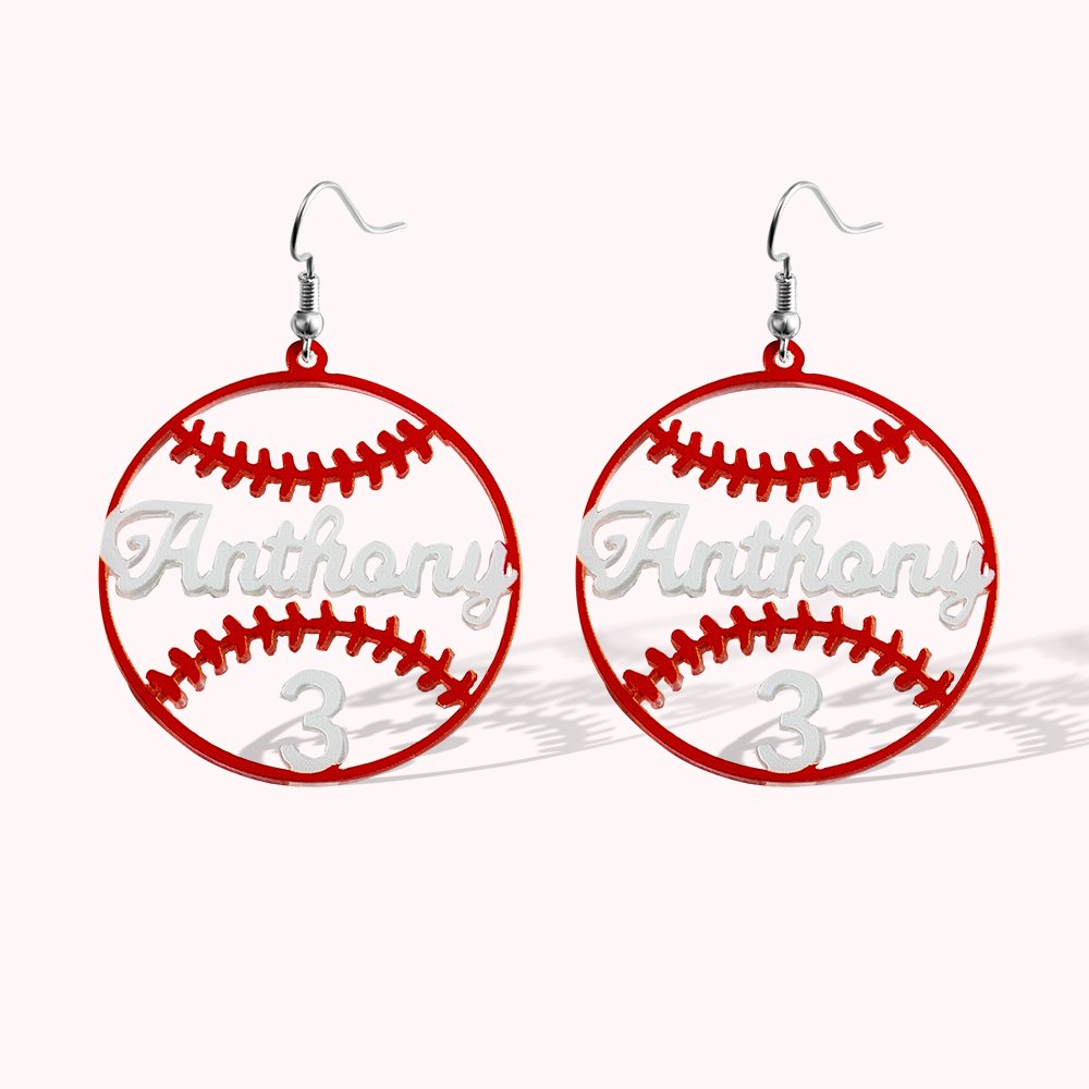 Personalisierte Name Baseball baumeln Ohrringe für Frauen