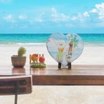 Personalisierte Besties Strand Urlaub Stil Herz Schiefer Plaque Schreibtisch Dekoration