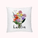 Personalized Family Member Birth Flower Bouquet Pillowcase
