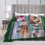 Personalisierte Mehrfarbige Decke mit 5 Fotos und Zwei Namen Geburtstag Valentinstag Geschenk für Paare Freunden