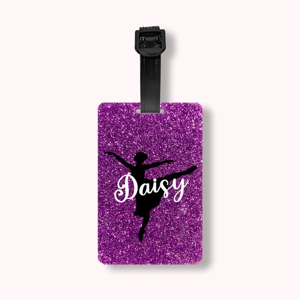Etiquette à bagages personnalisée avec la silhouette d'une ballerine - Cadeau pour une danseuse