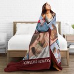 Personalisierte Mehrfarbige Decke mit 5 Fotos und Zwei Namen Geburtstag Valentinstag Geschenk für Paare Freunden