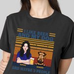 T-Shirt en Coton Unisexe Personnalisé avec Noms Motif Humain et Chien Cadeau pour Famille Amoureux de Chien