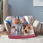 Personalisierte Mehrfarbige Decke mit 5 Fotos und Zwei Namen Geburtstag Valentinstag Geschenk für Paare Freunden