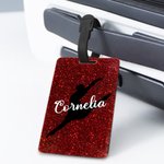 Etiquette à bagages personnalisée avec la silhouette d'une ballerine - Cadeau pour une danseuse