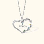 Personalised Engraved Baby Feet Heart Family Necklace with 1-8 Names and Birthstones Mother‘s Day Birthday for Mother Grandma