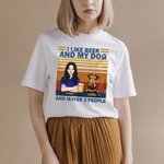 T-Shirt en Coton Unisexe Personnalisé avec Noms Motif Humain et Chien Cadeau pour Famille Amoureux de Chien